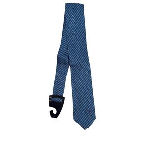 New Versace‎ Men's Silk Tie Blue Geometric Pattern Medusa Head Made in Italy